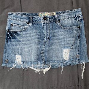 Low Rise Mini Jean Skirt